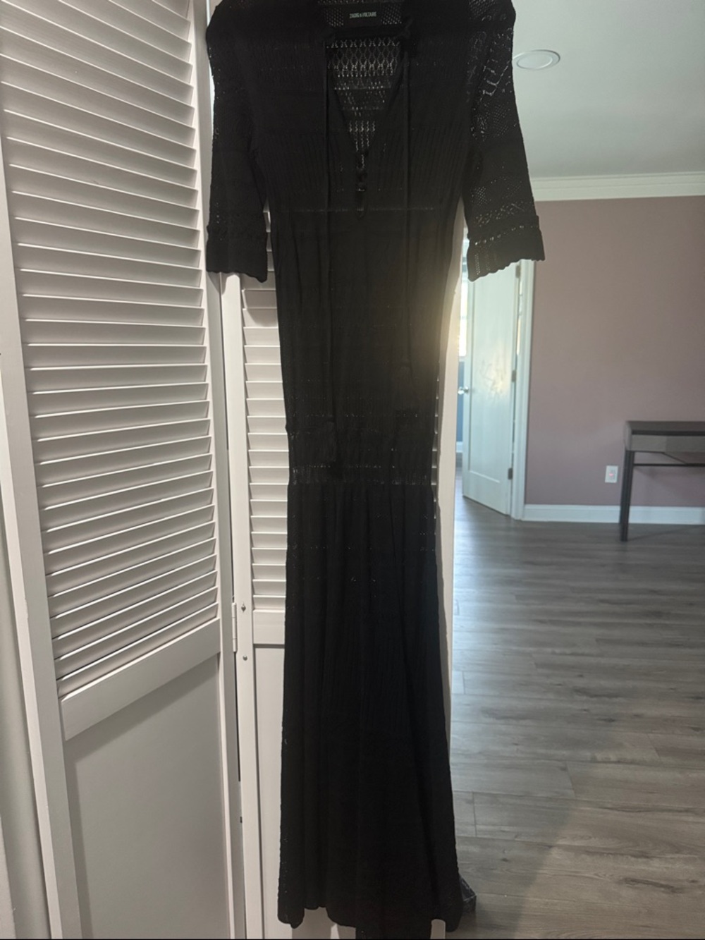 Zadig & Voltaire Black Openwork Knit Maxi Dress
